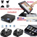 NEW mini Fanless PC, 2 x printers POS Point of Sale System Combo Kit Restaurant