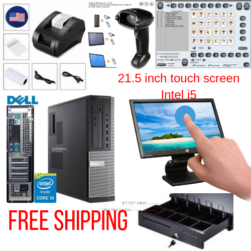 Intel i5 - Windows 10 - 21.5 inches Touchscreen Monitor Low price Full POS all-in-one Point of Sale System Combo Kit Retail Store Dell
